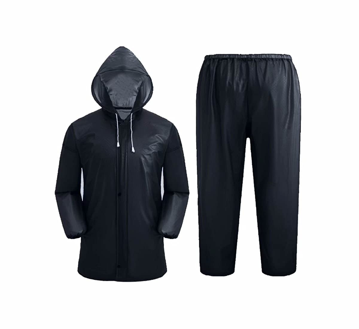 Kerio Rain Suit Mens Raincoat Unisex Outdoor Waterproof Rain Gear Hooded Rainwear Fishing Rain Jacket and Rain Pants, Black