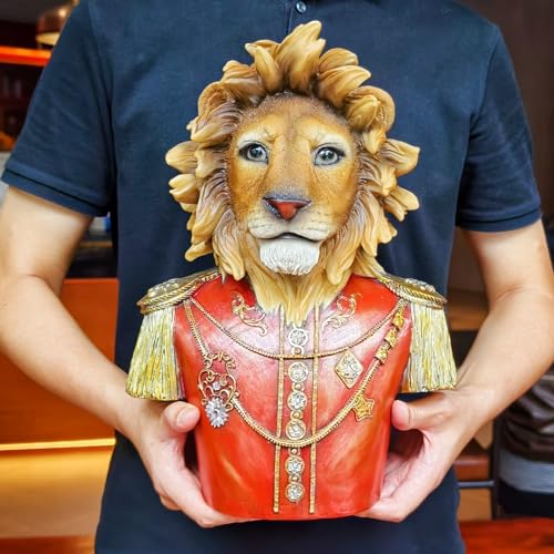 Estatua Busto León Real Rojo de Resina 14"x11"x7.8" miniatura 2