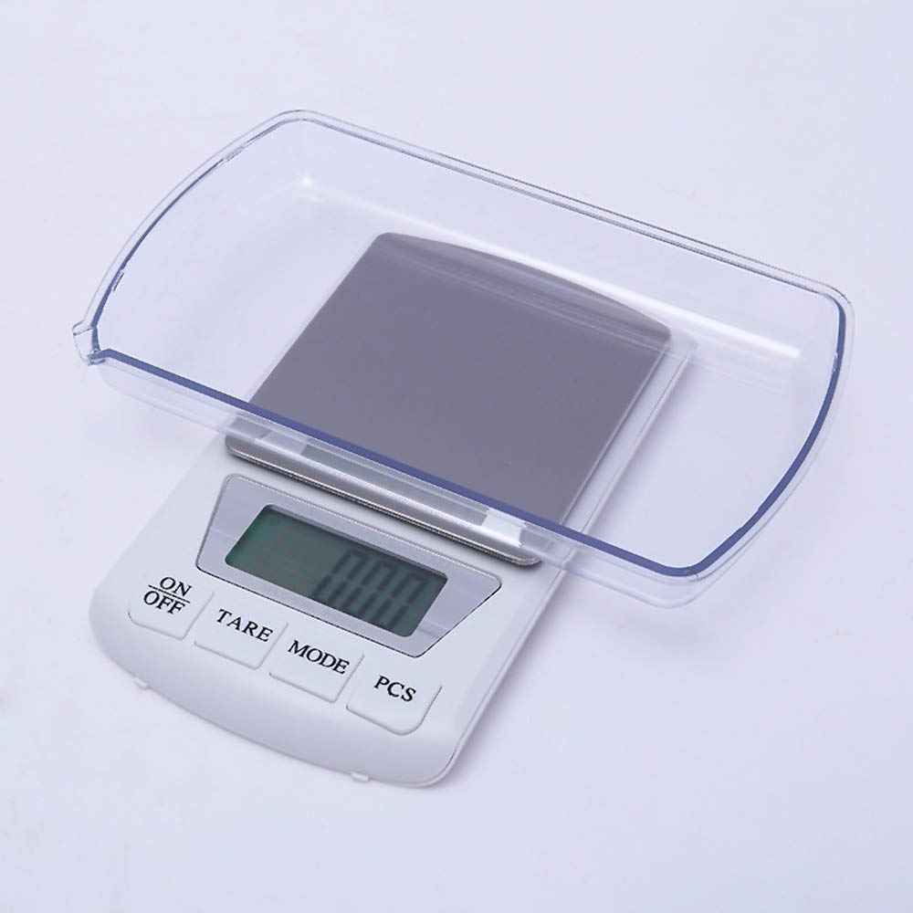 Elektronische digitale Küchenwaage, 0,01 g, präzise Schmuckwaage, tragbare Lebensmittel-Back-Taschenwaage mit Hintergrundbeleuchtung, Tara und PCS-Funktion for Tee, Obst, Kaffee, Kochen (Color