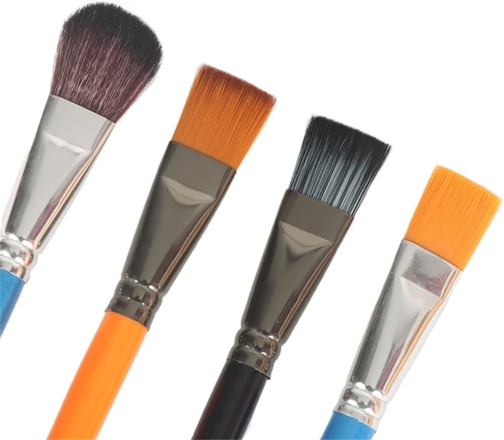 Wood Pole Nylon Wool Single Flat Water Chalk Water Color Acrylic Oil Paint Students Art Painting