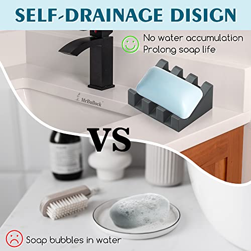 Silicone Soap Dish For Bar Soap Holder For Shower Bathroom Self Draining Waterfall Drying Tray Keep Soap Bars Dry Clean & Easy Cleaning (Grey, 2) Btbfami Soap Dishes #TOP3