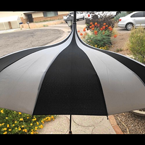 Umbrella Retro Pagoda Umbrella Parasol Umbrella Sun Umbrella Uv Protection Umbrella Retro With Hook Handle (White & Black)2 #TOP3