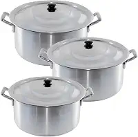 Jogo de Caldeirão Feijoada Kit 3 Jogos Hotel Restaurante Jogo de Panelas Caçarolas 26°cm 28°cm 30°cm