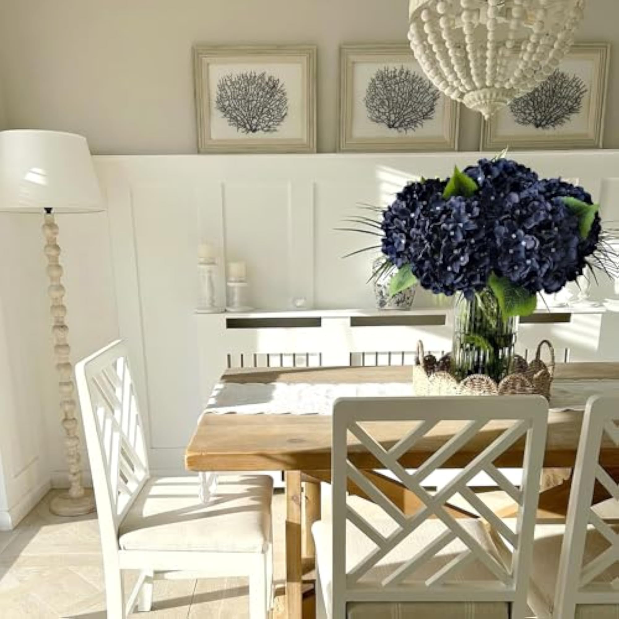 Dark Navy Blue Silk Hydrangea Flowers for DIY Decor