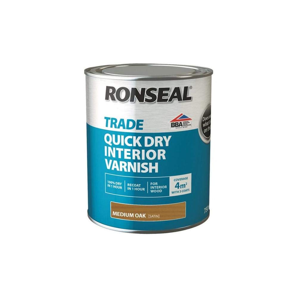 Ronseal Trade Quick Dry Interior Varnish - Medium Oak - 750ml