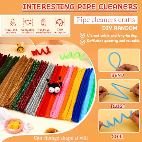 Image of Mnuizu 200 Pcs Pipe Cleaners, Chenille Stems Fluffy Pipe Cleaner Supplies | Basic Pipe Cleaners Bulk Fuzzy Sticks for DIY Art And Craft Projects, Flower Making, Home Decoration, Light Brown