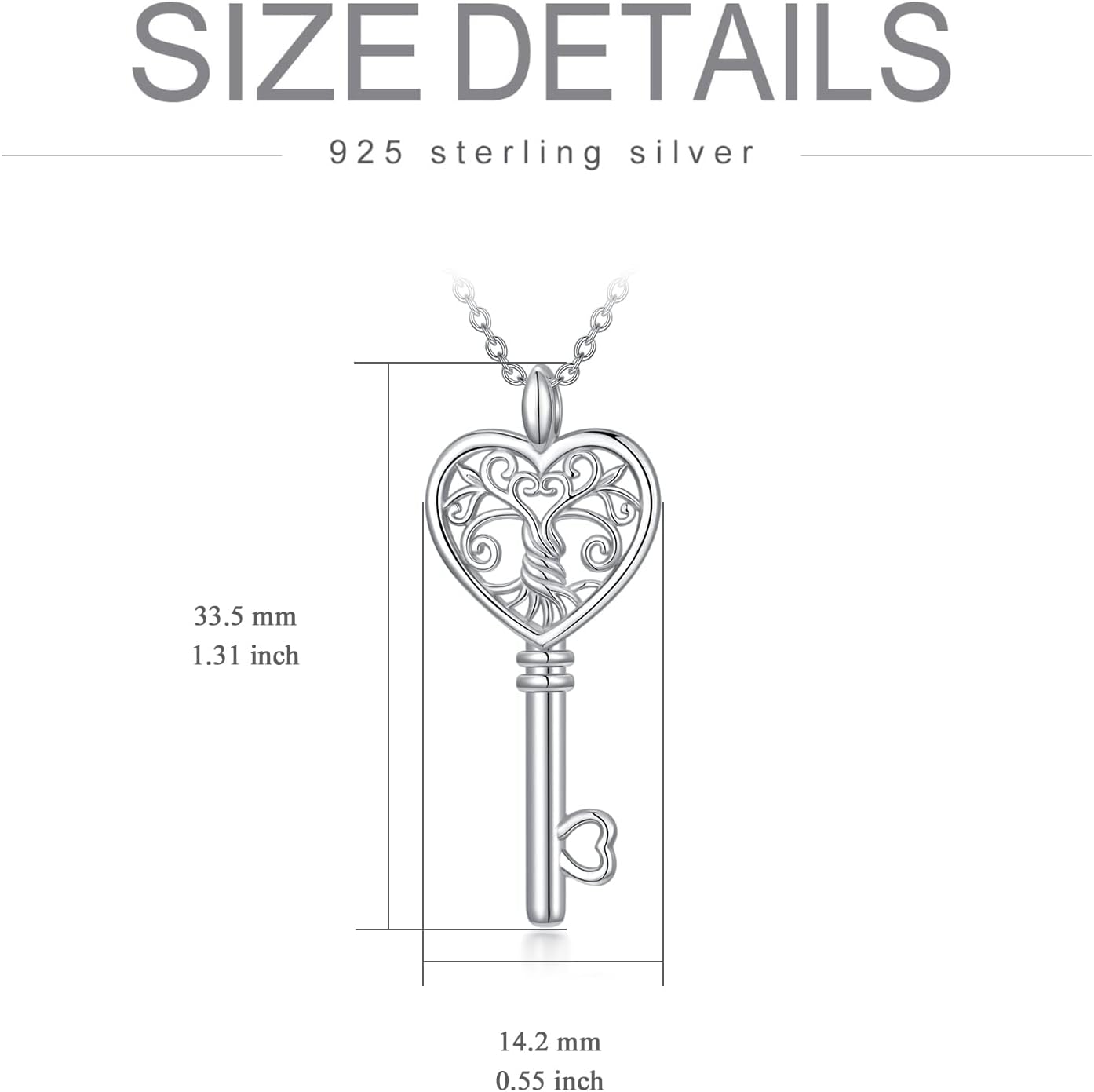 POPKIMI Christmas Gift Key Necklace Sterling Silver Tree of Life Pendant Necklace for Women Key Jewelry - Image 5