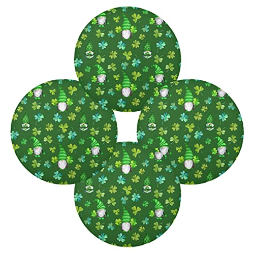 Round Placemats St Patrick Day with Gnomes Set of 6 PCS Coffee Pot Mat Easily Wipe Heat-Resistant Table Mats for Dining Kitchen Deco Skid-Proof 15.4In