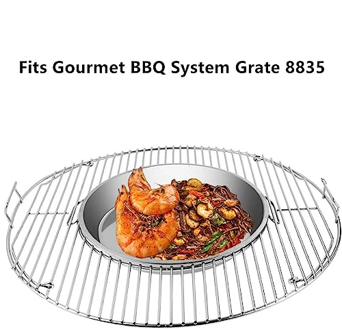 Image of SafBbcue 13 inch BBQ Smoking Drip Pan for Big Green Egg Grilling Accessory, Also for Kettle Charcoal Grills Pizza Cake Baking Tray, for Gourmet BBQ System Accessory, Stainless Steel Round