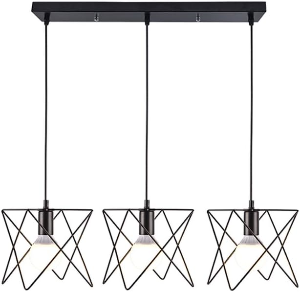 Prism Angle Geometric Suspension Light E27 Height Adjustable Aisle Balcony Clothing Shop Window net Coffee Swing Lights (Black) (Size : 3head Rectangle)