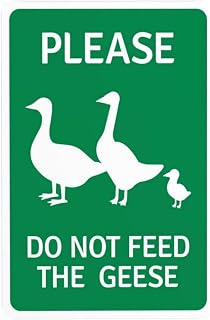 Do Not Feed The Geese With Graphic Warning Sign, Wildlife Security Metal Signs for Outdoor Indoor Road Yard Garage Home Business Street Wall Safety Caution Custom Decor 8 x 12 Inch