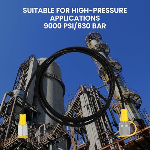 Image of MEASUREMAN Hydraulic Test Hose, 630 BAR /9000 PSI, G1 /4 inchNPT to M16, 1.6m, Zinc-Nickel Alloy, High-Pressure Coupling Hose