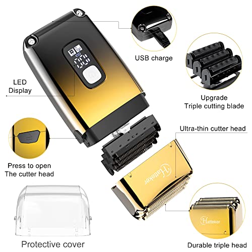 Hatteker Shaver Bald Head Shaver Electric Shaver Razor For Men With Precision Trimmer Barber Shaver Trimmer Triple Blades Waterproof Cordless, 1 Count #TOP2