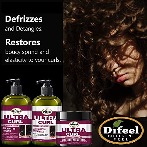 Difeel Ultra Curl 3-Pc Curl Enhancing Hair Care Set : Ultra Curl Shampoo 12 Oz, Conditioner 12 Oz & Hair Mask 12 Oz Set #TOP1