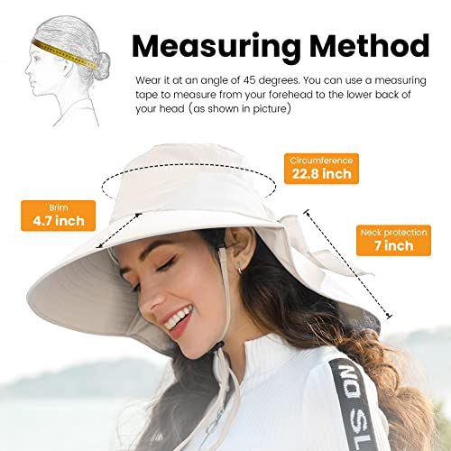 Sun Hat Women Fishing Hat Foldable Upf50+ Protection Sun Hat Ponytail Hats Cream #TOP3