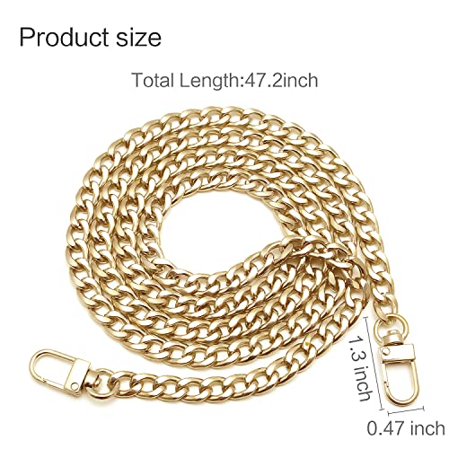 Image of 47.2 inch DIY Iron Flat Chain Belt, Handbag Replacement Belt, Shoulder Belt, Wallet Chain Belt, Metal Buckle (Light Gold 1 PCS)