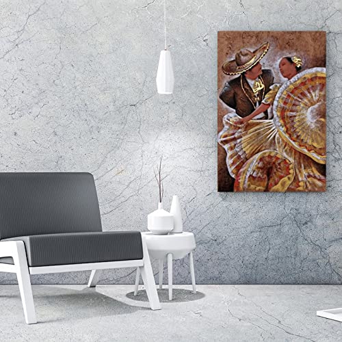 Canvas Art Mexican Folk Painting Traditional Costume Dancer Canvas Print Aesthetic Poster Canvas Painting Canvas Painting Posters And Prints Wall Art Pictures For Living Room Bedroom Decor 24X32Inch( #TOP3