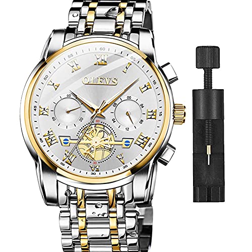 OLEVS 腕時計 メンズ時計ステンレススチール クロノグラフ防水ウオッチブラック多機能アナログクオーツ腕時計日付表示ーションおしゃれ ビジネス カジ