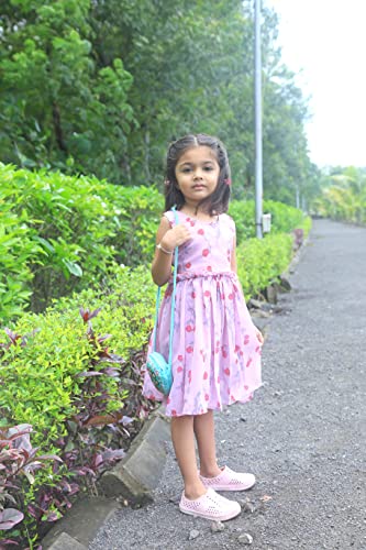 Image of TAGAS Toddler Girls Floral Print Tiered Layer & Belted Dress