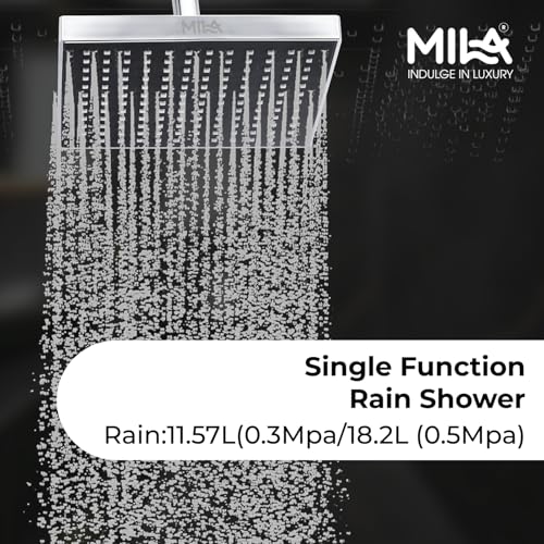 Image of Mila Matte Rain Shower| Chrome Finish Square Overhead Shower | 200 * 200mm Ceiling Mounted | ABS Body| Single Function Rainfall Shower for Broad Coverage & Water Efficiency| (Without Arm)