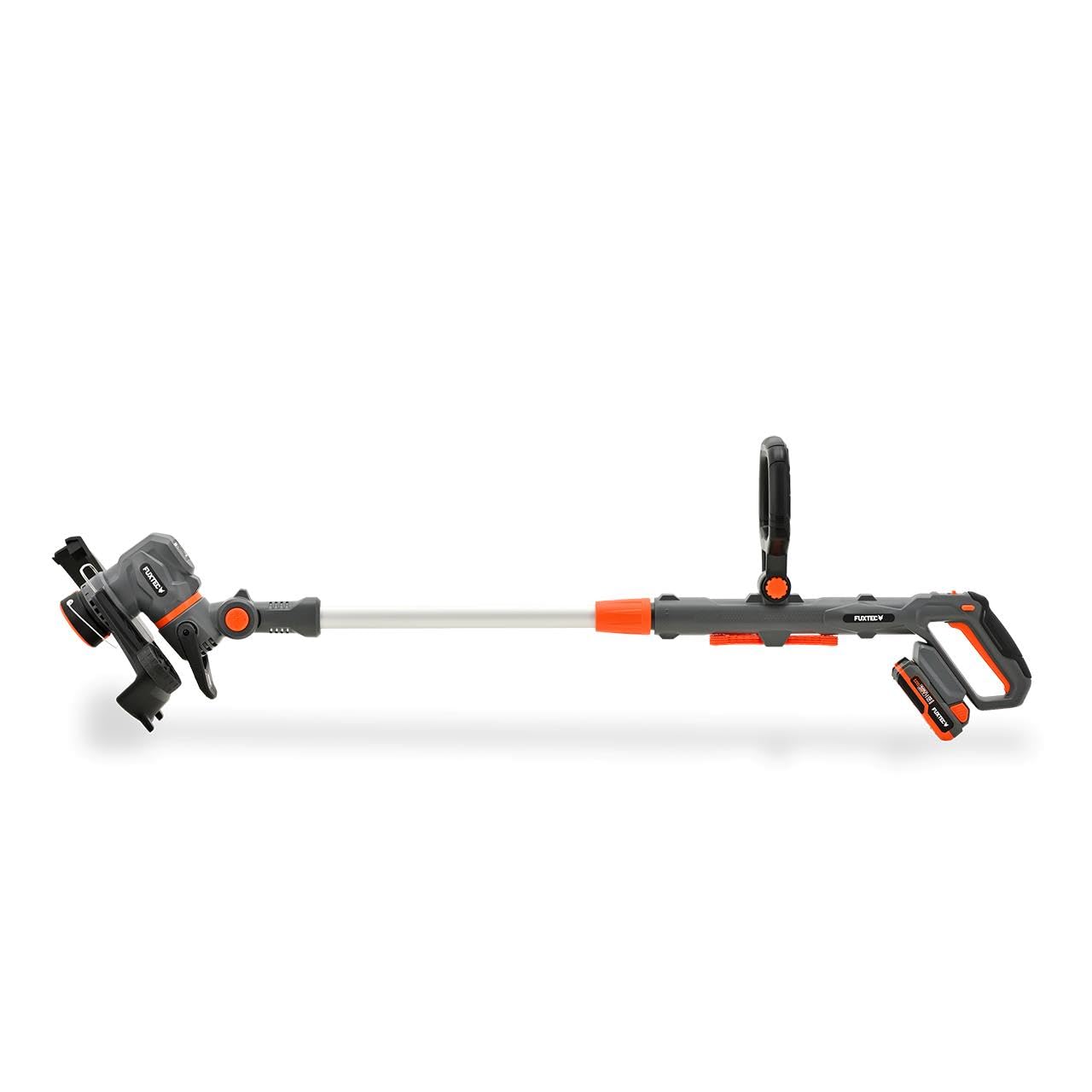 FUXTEC Coupe-Bordures sans Fil 20V FX-E1RT20PROSET avec Batterie 2 Ah et Chargeur • Débroussailleuse électrique • Largeur de Coupe 28 cm • Manche télescopique • 2 Vitesses • Tête pivotante 90°