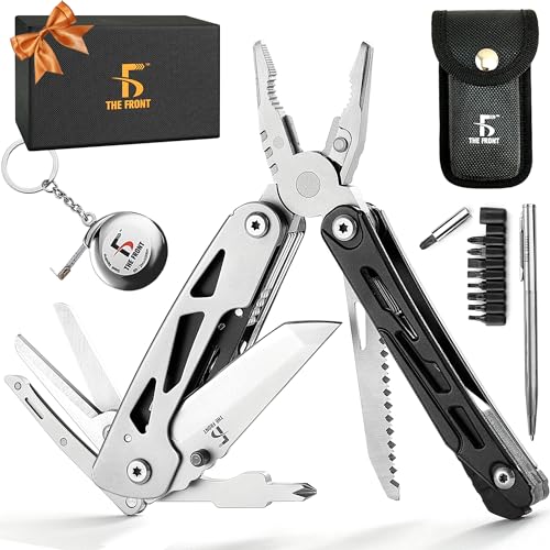 THE FRONT Multitool 19 in 1 Multitools Pliers with Detachable Scissors, Survival Utility Multi-tool Camping Tactical Knife Gift for Men