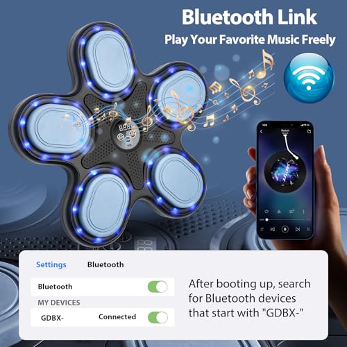 Smart Music Boxing Machine for Adults and Kids, Training Machine with LED Electronic Wall Mounted, Home Indoor Workout Equipment with Premium Boxing Gloves - Image 3