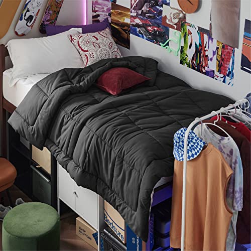 Image of Bedsure Comforter Duvet Insert - Quilted Comforters Twin XL Size, All Season Duvet, GentleSoft Down Alternative Bedding Blanket, with 8 Tabs, Gifts for Women /Men, Black, Twin XL 92 x 68 Inches