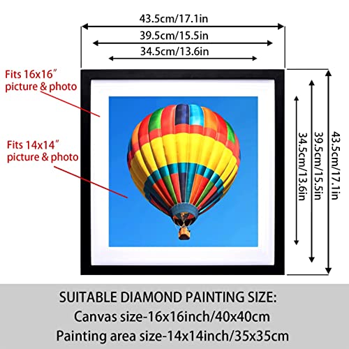 Zzfqxz 16X16 Diamond Painting Picture Frame 40X40Cm Diamond Art Frames, Display Pictures16X16Inch/40X40Cm Without Mat Or 14X14Inch/35X35Cm With Mat, Diamond Painting Photo Frame Wood Black (Zk006) #TOP2