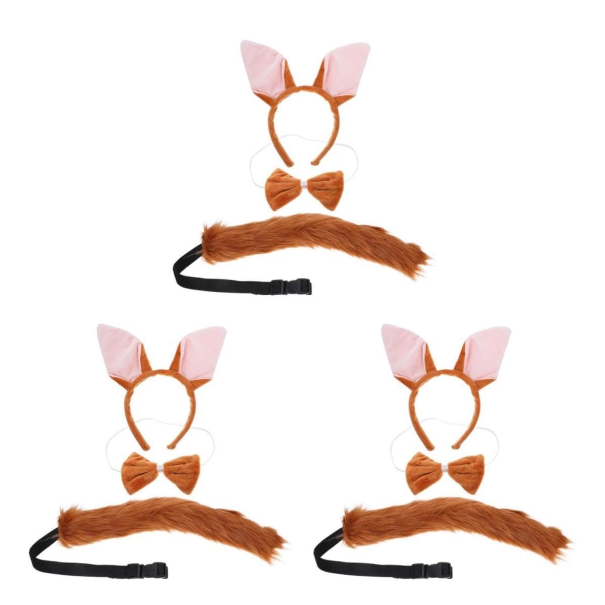 Healvian 9 Piezas Diadema Orejas de Marrón de Poliéster Ajustable para Disfraz de Animal en Fiestas Navideñas y Eventos Familiares Creativos