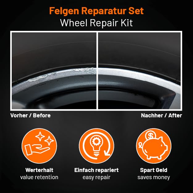 Kit De Réparation Pour Jantes Quixx – Noir, Medium, Mastic Aluminium Liquide, Pour Rayures Et éraflures Sur Jantes Alu