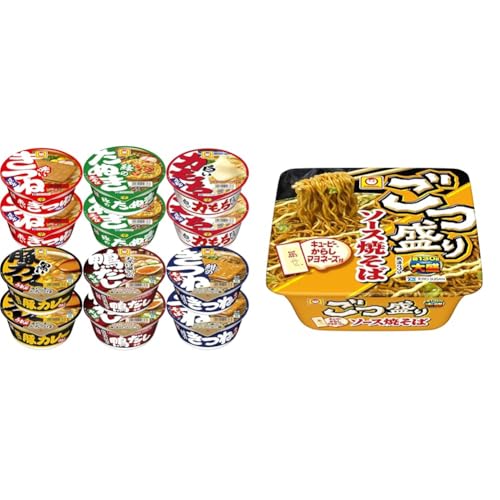 【セット買い】赤いきつね マルちゃん 和風麺カラフル6種セット 2個 (x 6) + ごつ盛り ソース焼そば 171g×12個