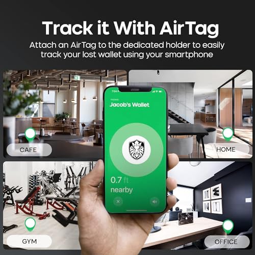 Image of ALPHA PAIR Slim Wallet with AirTag Holder Minimalist AirTag Wallet - Bifold AirTag Wallet Men with 10 Credit Card Slots, 1 Transparent ID Window - Mens Wallet with AirTag for Apple