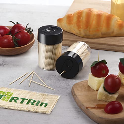 image for TRTRin Bamboo Wooden Toothpicks [3000 Count]-With 2-Pack Reusable Toot