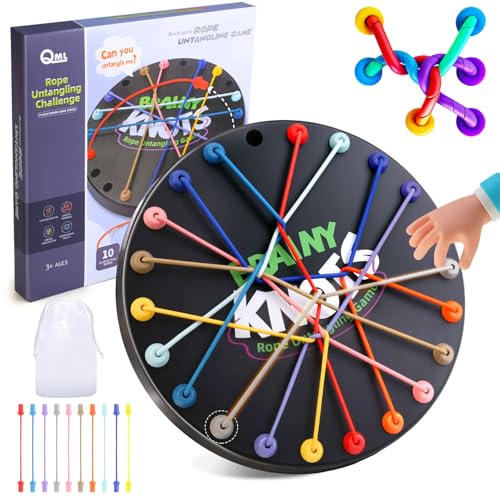 PKKP Brainy Knots Rope Untangling Tisch Strategie Brettspiel, Logik Spiele Knot Logic Spiel, Twisted Games Buntes Gedrehtes Seil Puzzlespiel, Familienspiele 2 bis 4 Spieler