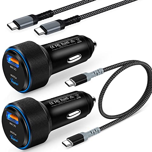 Cargador de coche USB C, PPS 3.0, adaptador de cargador de coche para Samsung Galaxy S22/Ultra/Plus/Note 20/S20 Series/iPhone 12/11 Series con cables tipo C de 1.5 y 6 pies Cover
