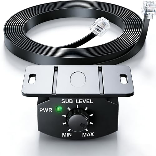 Universal Bass Control Knob, 16.4ft Extension Copper Core Cable with 4-Pin Subwoofer Volume Control, Easy Install,Compatible with Most Car Amplifier
