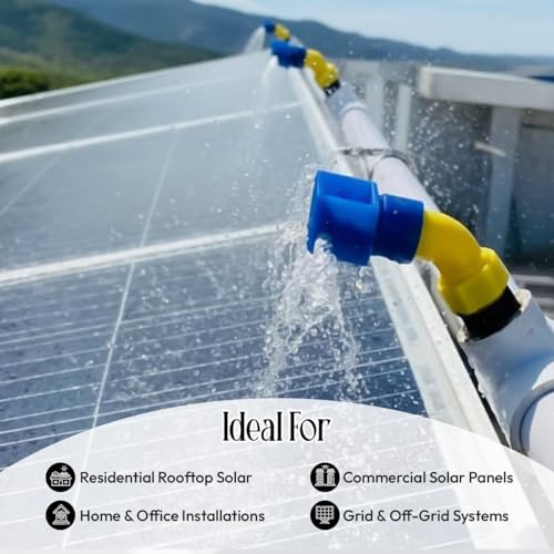 Image of Solar Panel Cleaning Kit with Sprinkler System | 30-Piece Set | 1 /2 Inch PVC Water Spray Nozzles, Tee Connectors & L-Type Clamps | Automatic Solar Panel Washing System
