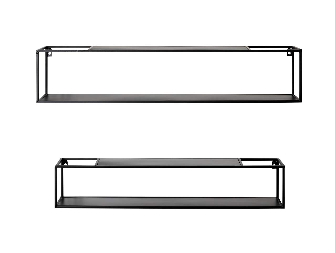 HAKU Lot de 2 étagères murales Noir, métal - Dim.: L 75/85 cm x H 14/17 cm x P 14/17 cm, Style: Modern