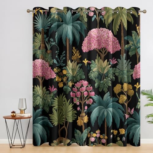 Rideau occultant jungle tropicale thermique isolant à oeillets pour salon chambre