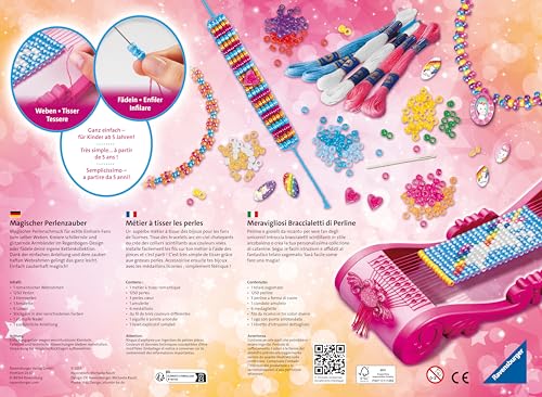 Ravensburger 18513 Magischer Perlenzauber Einhorn - Traumhafte Armbänder aus schillernden Perlen basteln, Kreatives Bastelset für Kinder ab 5 Jahren