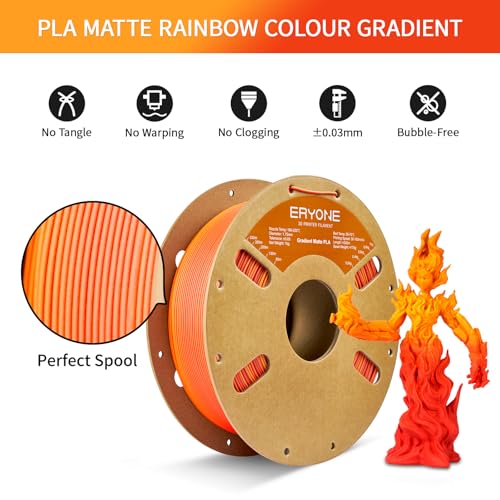 Image of ERYONE Matte Gradient Rainbow 3D Printer PLA Filament 1.75 + /- 0.03mm, Matte Multicolor Filament PLA 1KG(2.2LBS) Spool, Maple Leaf (Red Yellow)