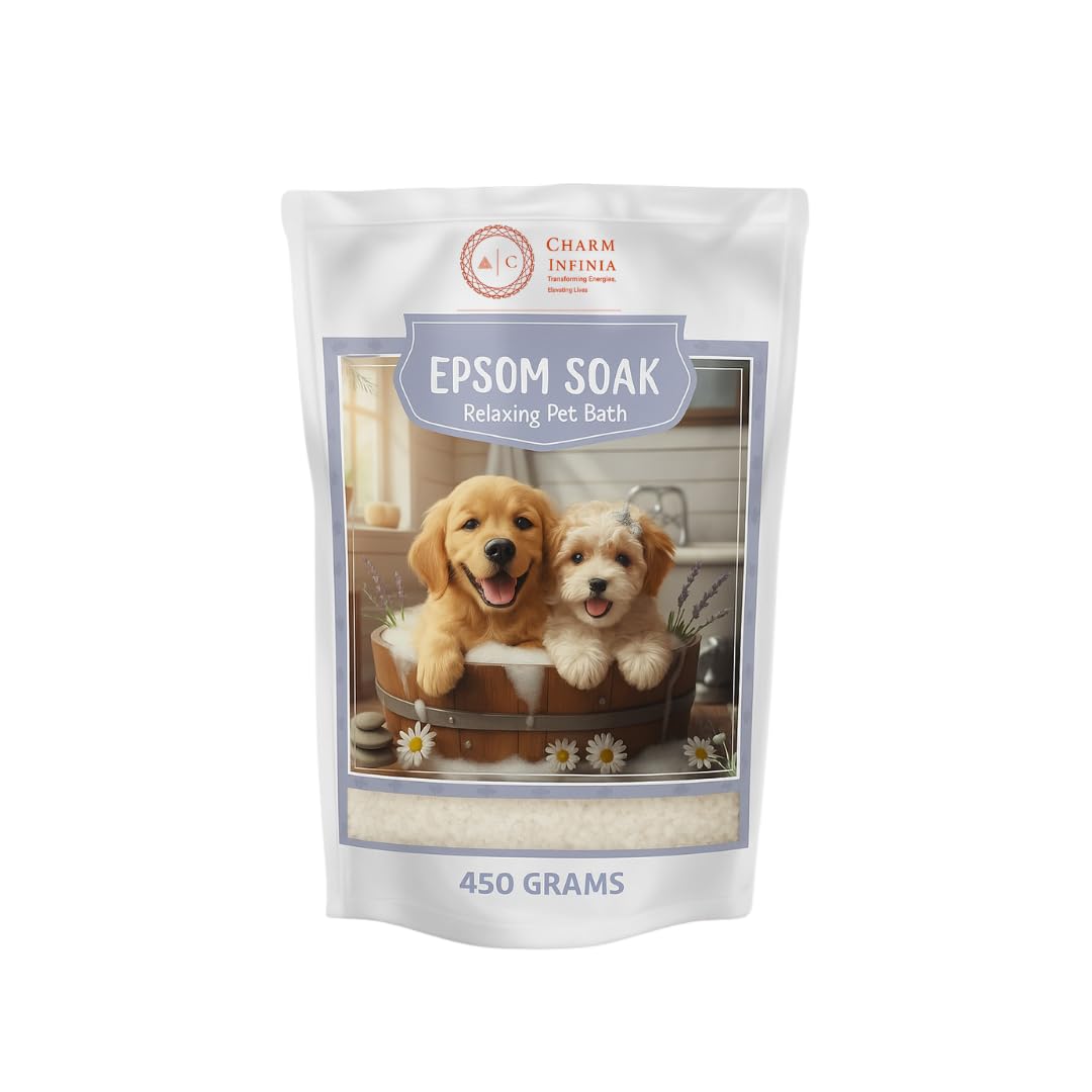 Charm Infinia Epsom Salt Soak for Dogs & Cats - Relaxing Pet Bath for Sore Paws, Itchy Skin & Tired Muscles - Unscented, Pure USP Epsom Salt - 450 Grams-image-20