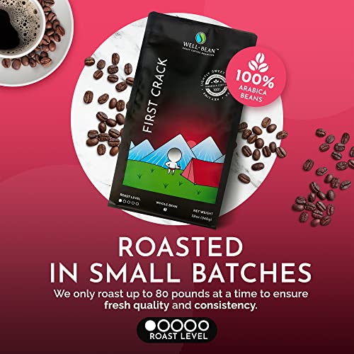 Well-Bean Coffee - First Crack Blend Whole Bean Coffee, Breakfast Blend Honduras Coffee, Antioxidant Rich Coffee Bean, Gluten-Free Keto Coffee, Light Roasted Coffee, 12 Oz #TOP2