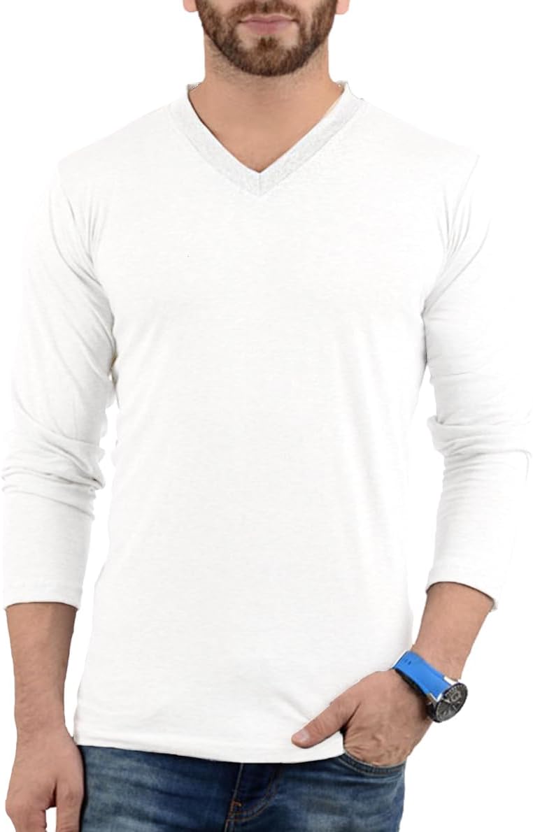 Decrum Men’s Long Sleeve Tee Shirts Pack - Soft Comfortable V Neck Mens Tshirts Multipack