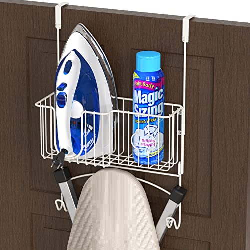 Simple Houseware Over-The-Door/Wall-Mount Ironing Board Holder, White by Simple Houseware - Used condition - US$21.47