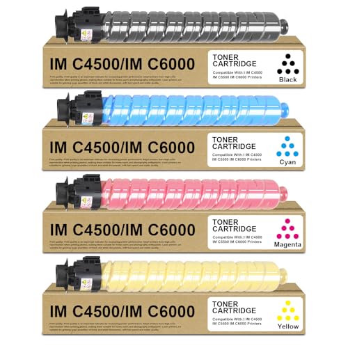 SRITE IM C4500 IM C6000 High Capacity Toner Cartridge 4-Pack Black Cyan Magenta Yellow 842279 842280 842281 842282 Replacement for Ricoh Savin Lanier IMC4500 IMC5500 IM C5500 IMC6000 Printer