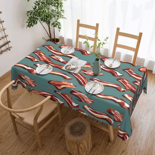 Nappe rectangulaire imprimé bacon en tissu lavable et résistant