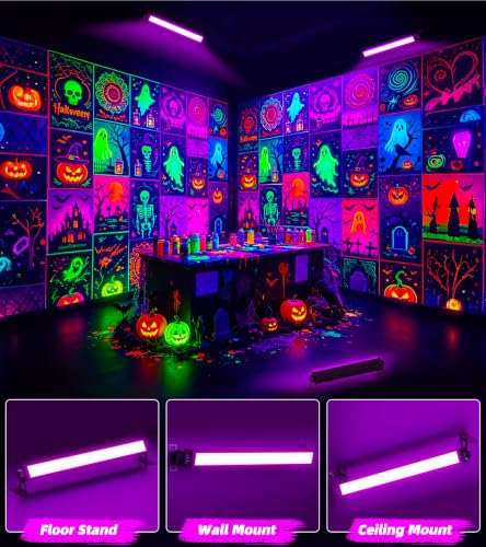 Image of TigQiang 42W 2 Pack Black Light, Glow Party Supplies, Halloween Blacklight