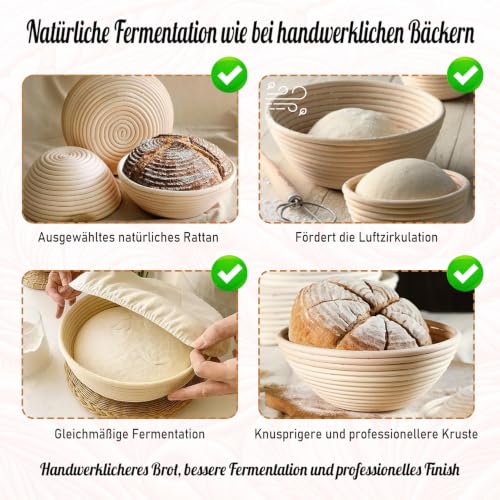 PUKPU Sauerteig Starter Set mit Gärkörbchen Oval und Brotbackzubehör – Ansicht 4